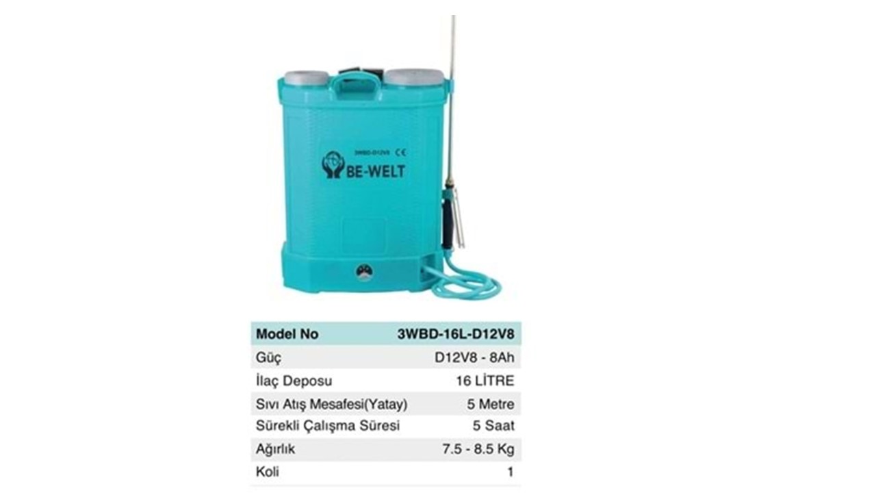 İLAÇLAMA MAKİNASI SIRT AKÜLÜ 16LT BE-WELT
